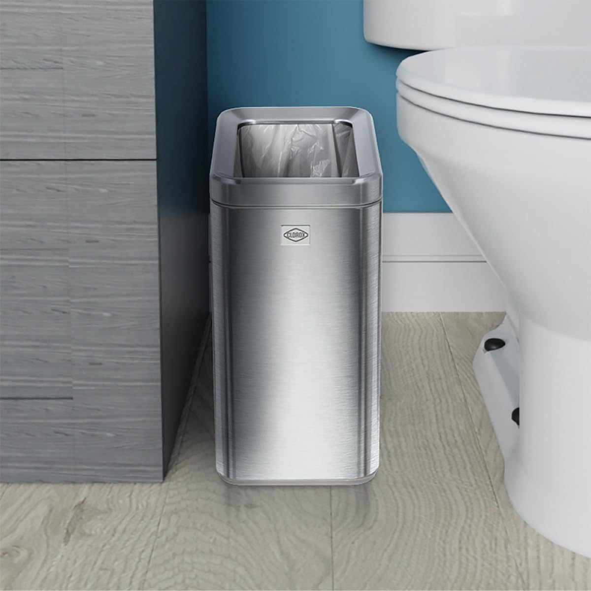2.6 Gallon Stainless Steel Slim Trash Can with Removable Bucket O363