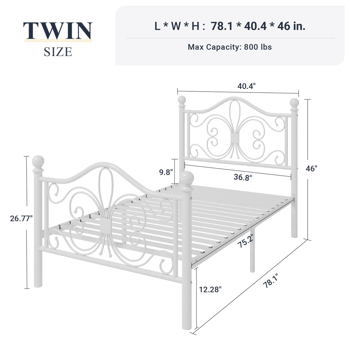 Metal Twin Platform Bed Frame Z3087