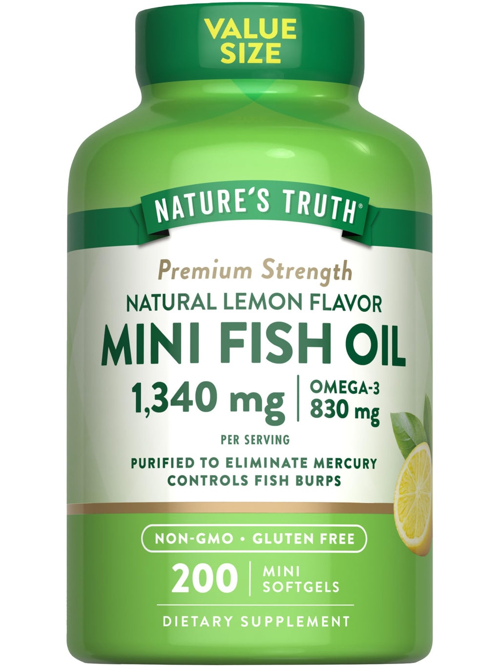 Fish Oil Omega 3 1340 mg 200 Mini Softgels U51355