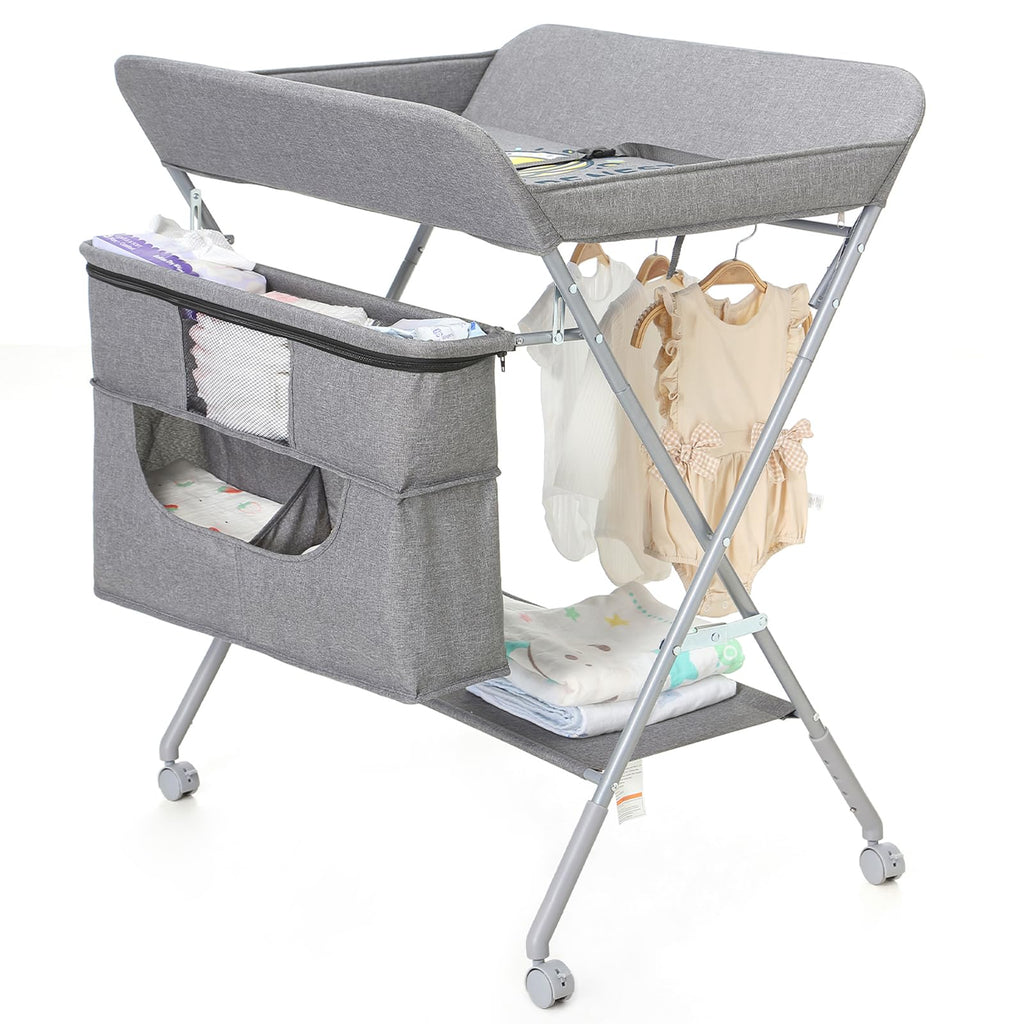 Portable Foldable Baby Changing Station with Wheels M63006
