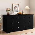 Black 6 Drawer Wood Dresser Q617