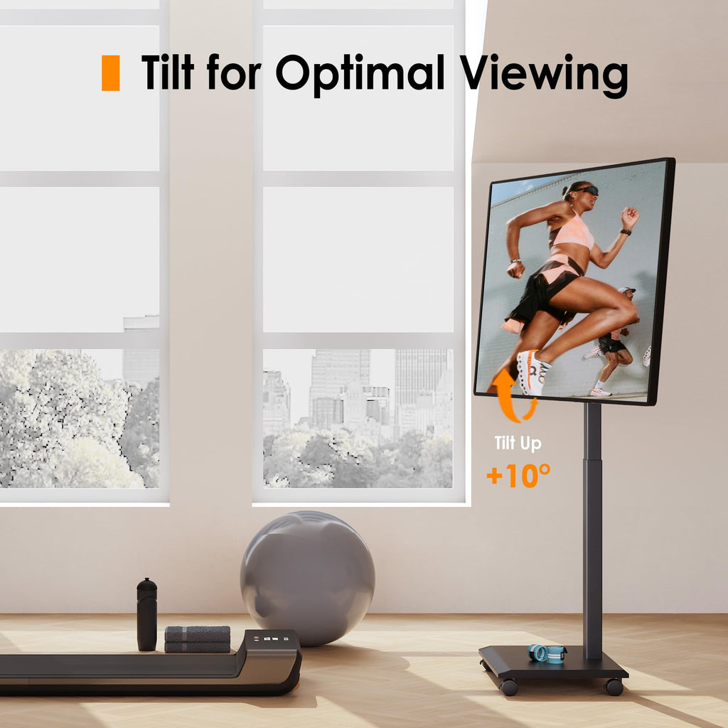 Hand Crank Lift TV Stand with Wheels for 32-75 Inch TVs, Black H912