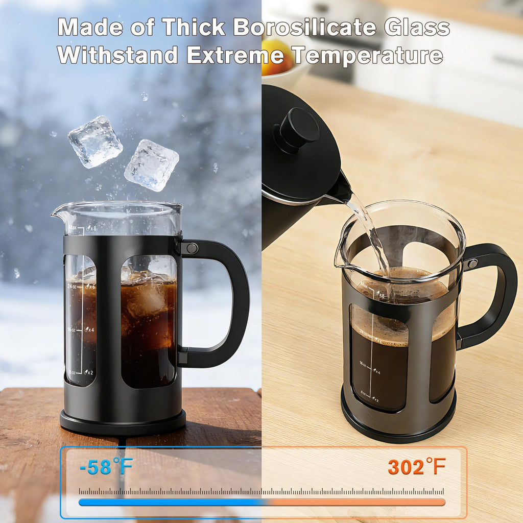 34oz Heat Resistant Glass Stainless Steel French Press Coffee Maker H289
