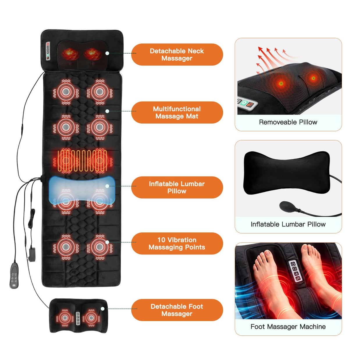 Full Body Massage Mat with Heat M330737
