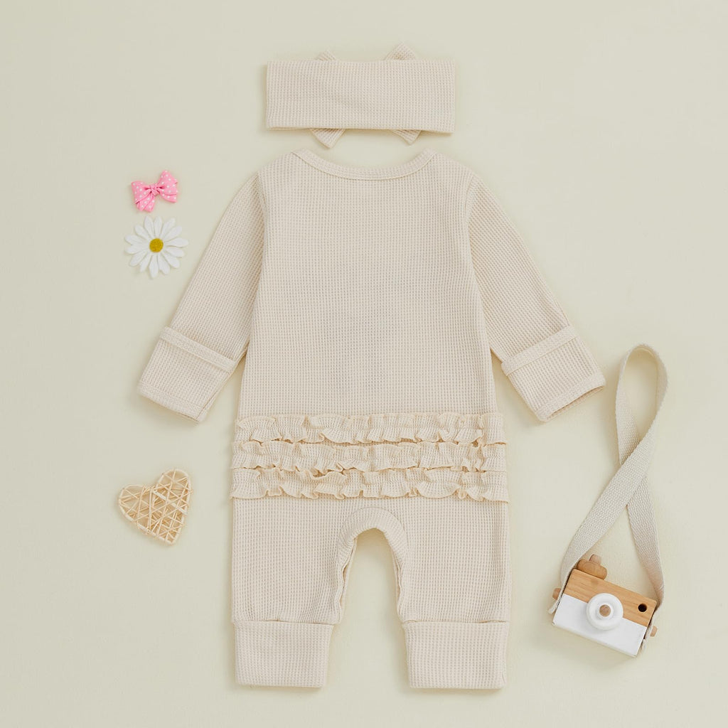 Baby Girl Long Sleeve Jumpsuit with Headband Y984144