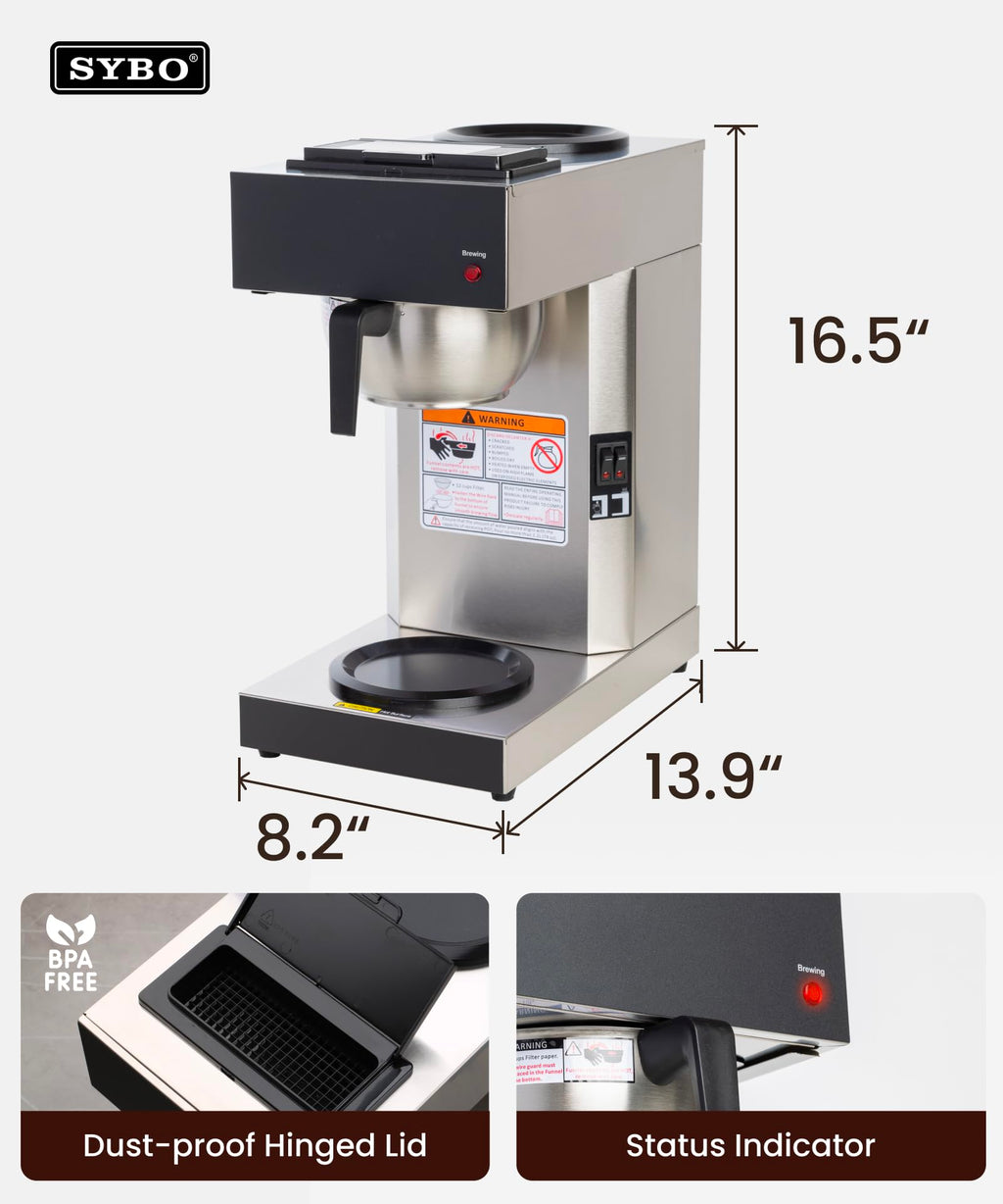 Commercial Pour Over Coffee Maker with 2 Warmers X72174