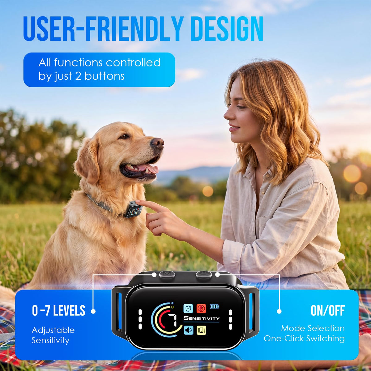 Dog Bark Collar 2 Pack, 7 Sensitivity Levels, 5 Training Modes L807
