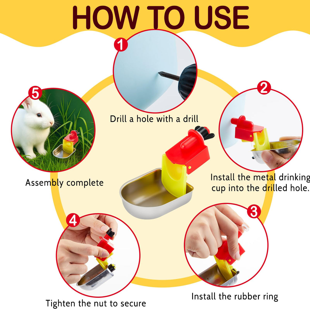 8 Pack Stainless Steel Auto Fill Chicken Waterer Cups J889093