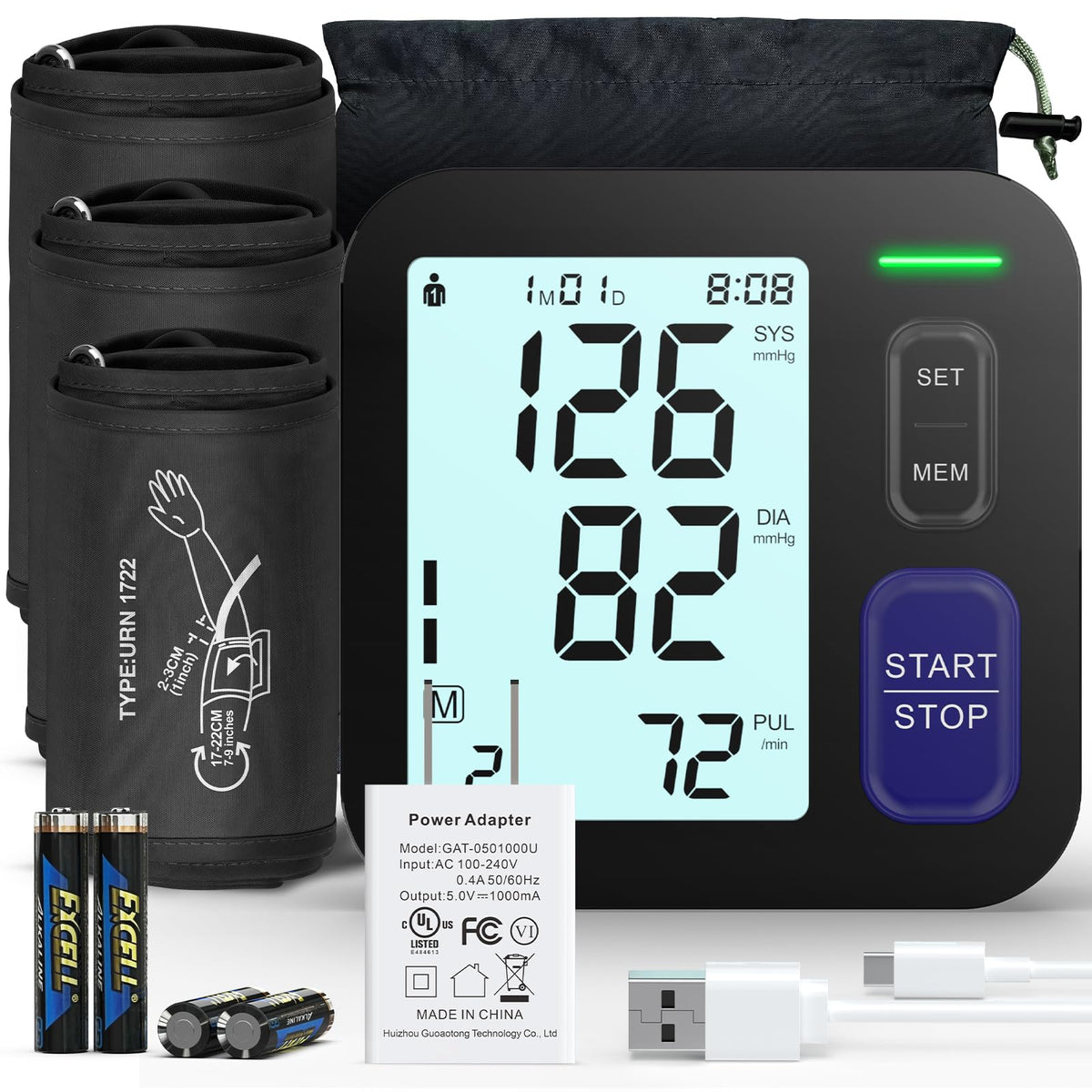 Automatic Digital Blood Pressure Machine with 3 Size Cuffs O171