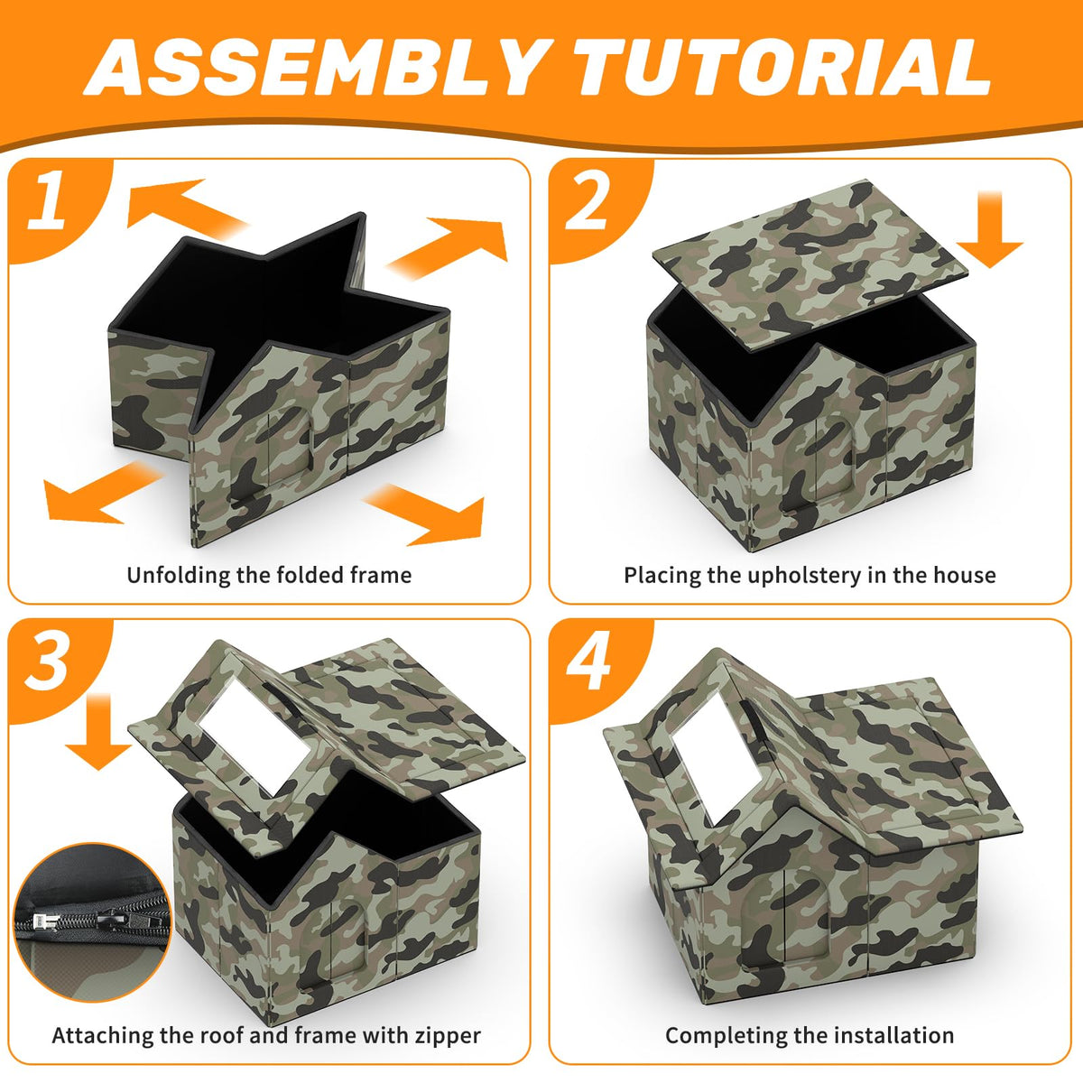 Weatherproof Collapsible Outdoor Cat House with Door and Soft Mat M4582