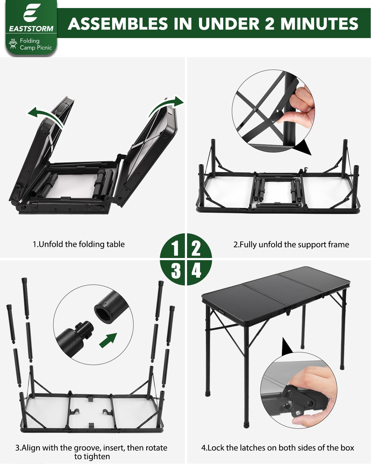 Small Folding Camping Table Black M72602