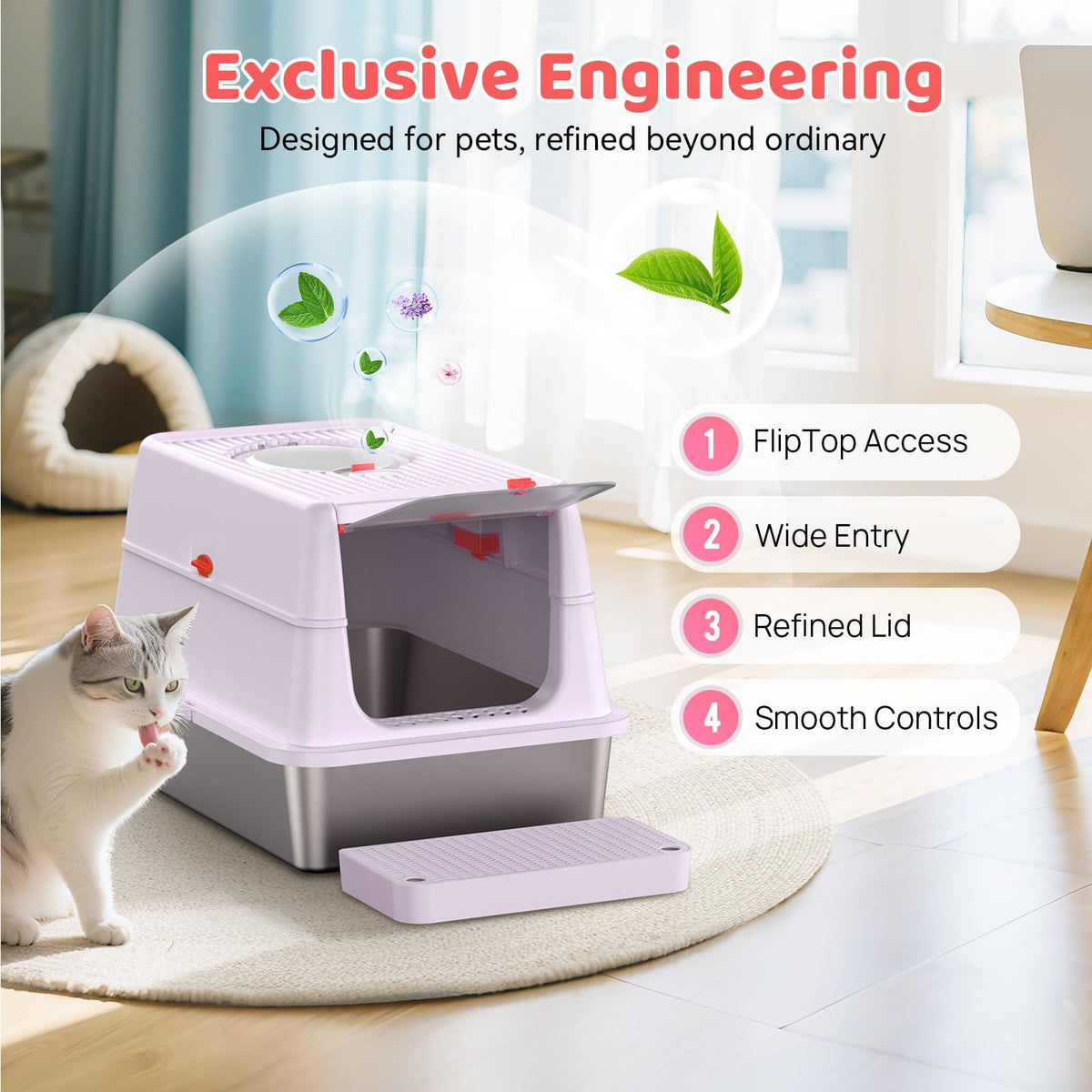 XL Stainless Steel Cat Litter Box with Lid I252707