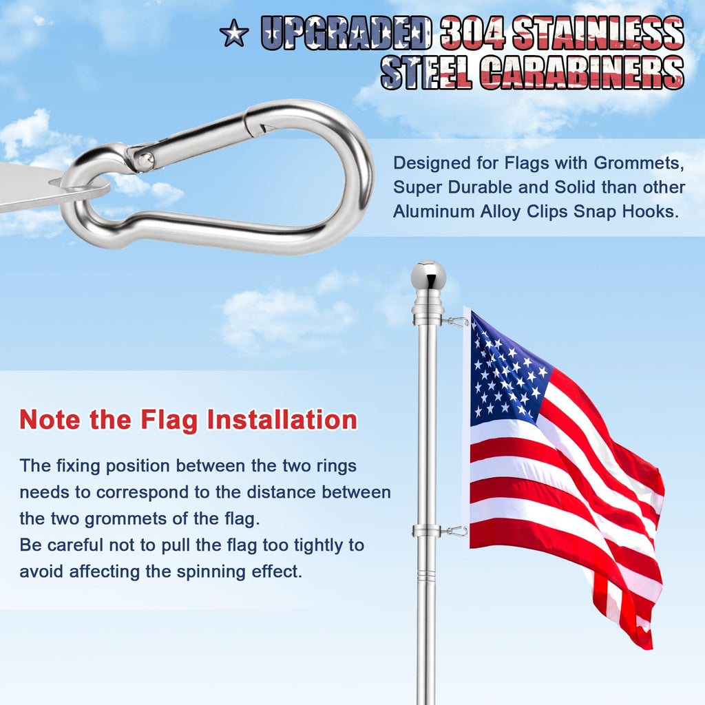 5 FT Stainless Steel Tangle Free Flag Pole T9643