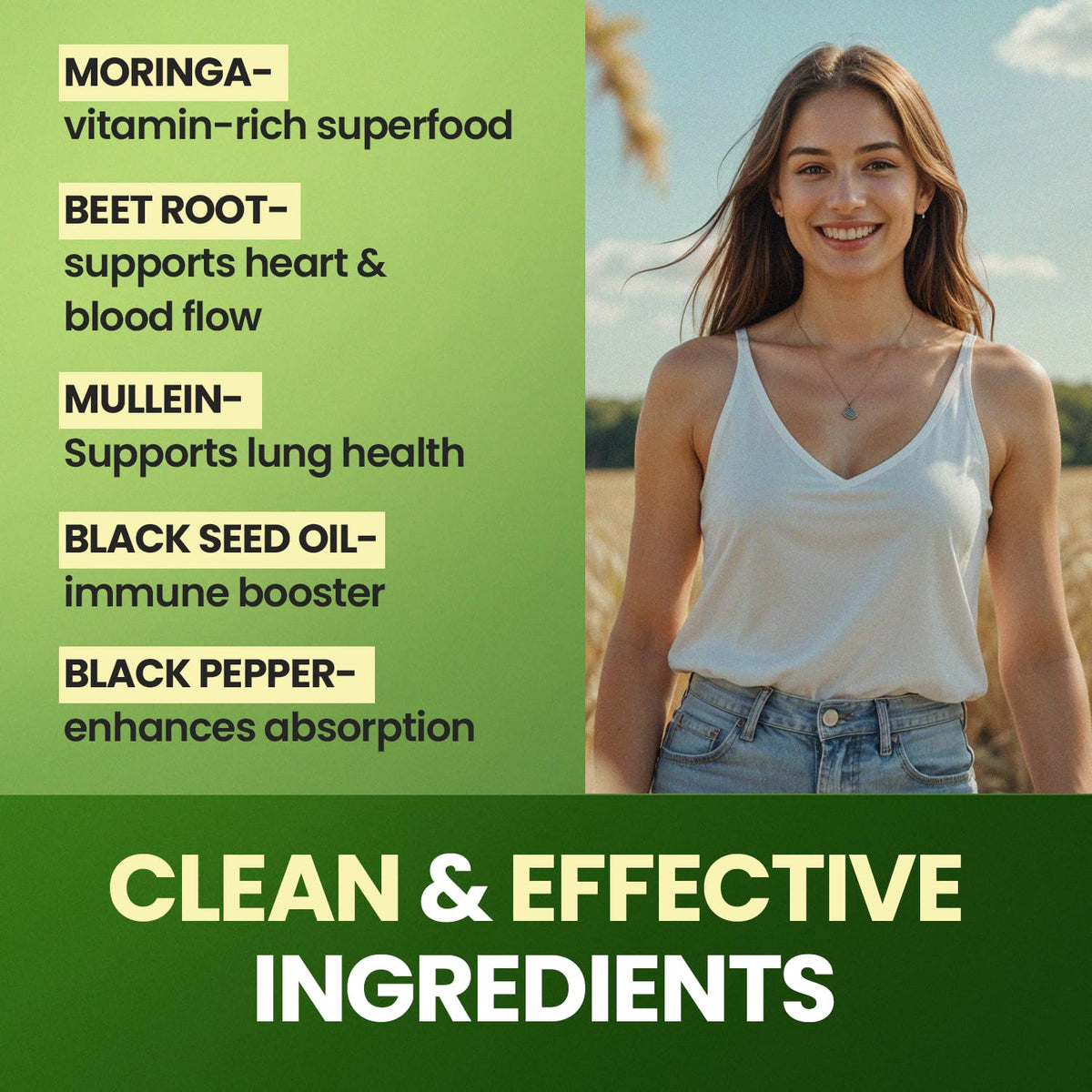 Moringa Beet Root Mullein Leaf Capsules I94083