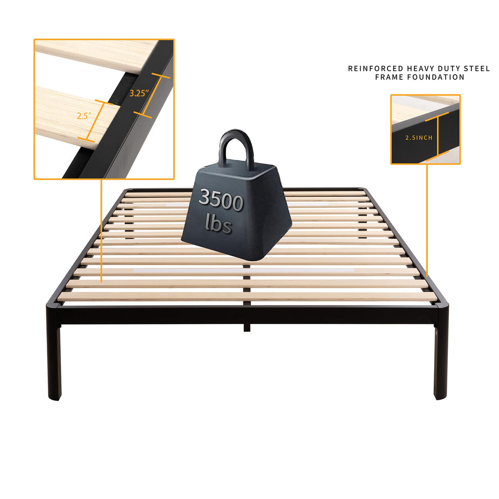 18 Inch Queen Platform Bed Frame with Wooden Slats A50805
