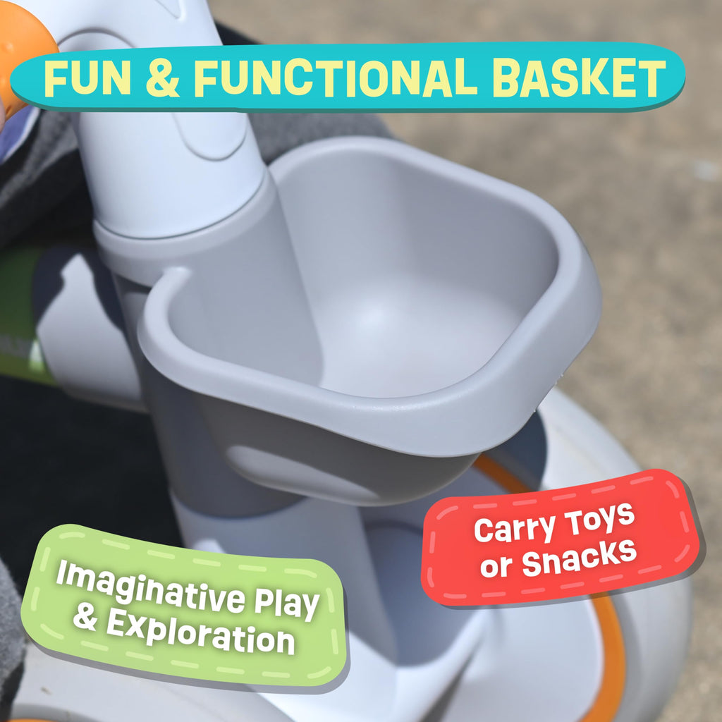 12-24 Month 4 Wheels Adjustable Seat Baby Balance Bike with Storage Basket A890