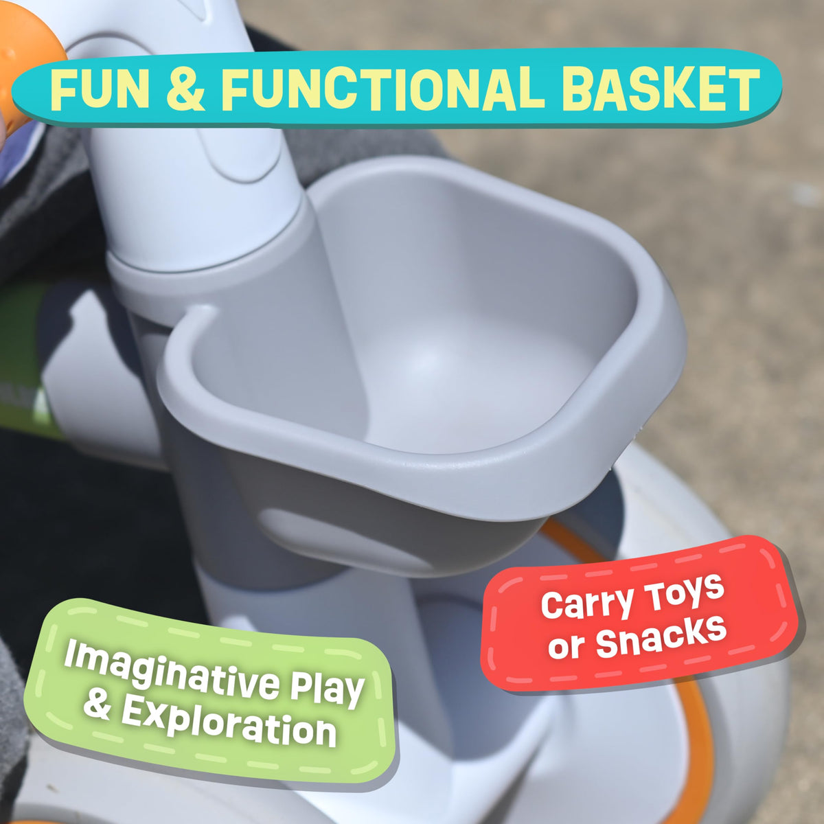 12-24 Month 4 Wheels Adjustable Seat Baby Balance Bike with Storage Basket A890