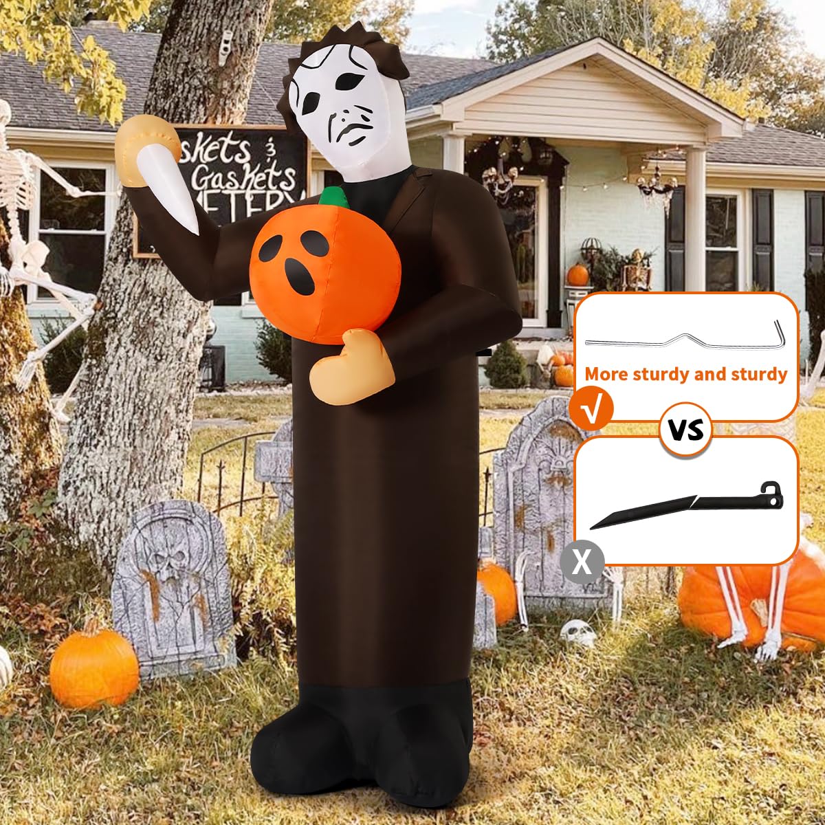 6FT Inflatable Scary Pumpkin with Built-in LEDs Y9768
