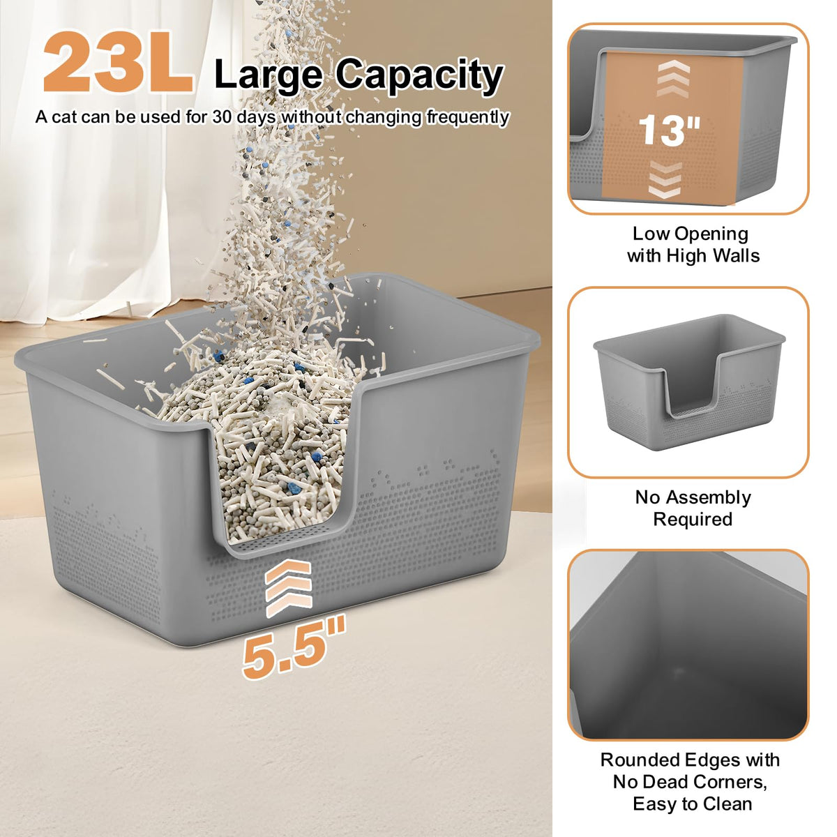 Extra Large High Sided Cat Litter Box Q991