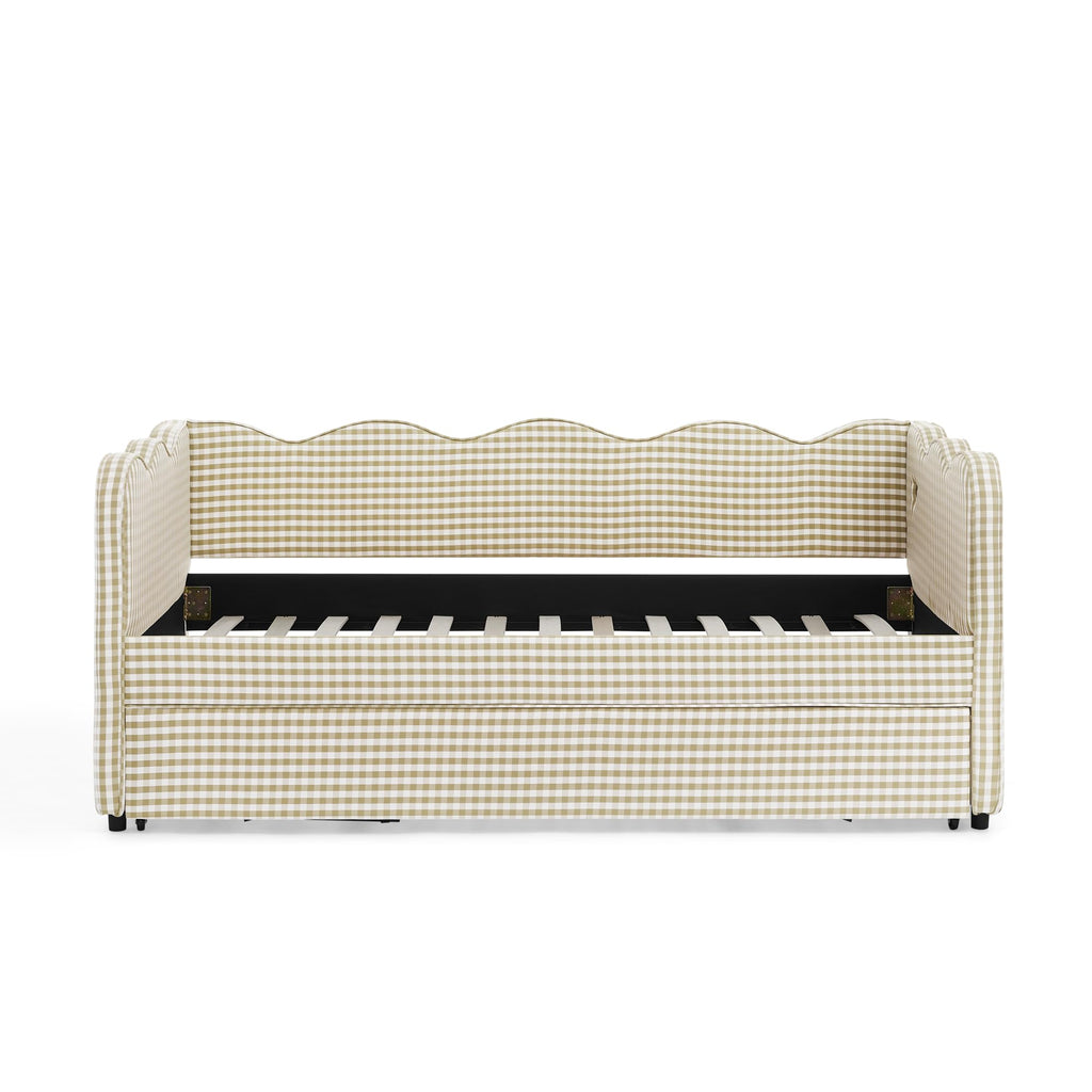 Twin Size Gingham Daybed with Trundle and USB Ports X920