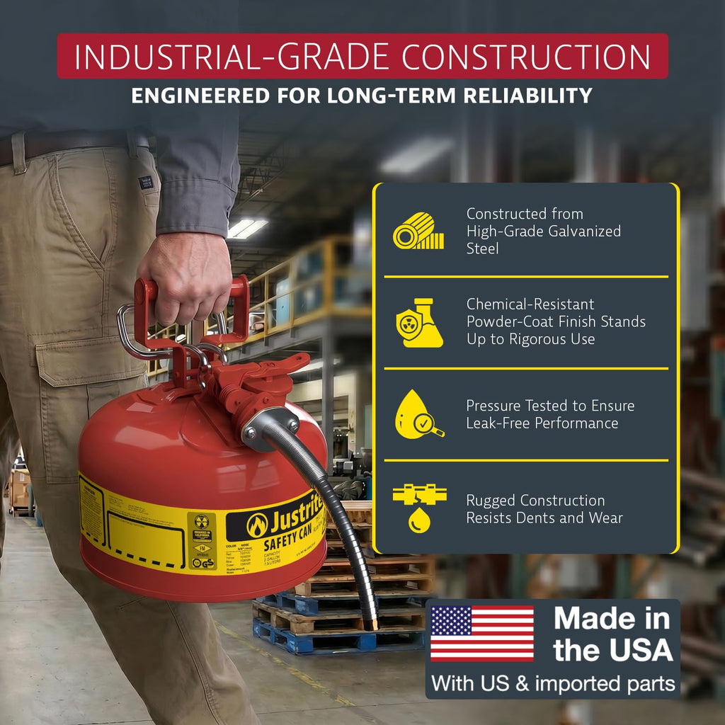 Red Galvanized Steel Gasoline Safety Can G398