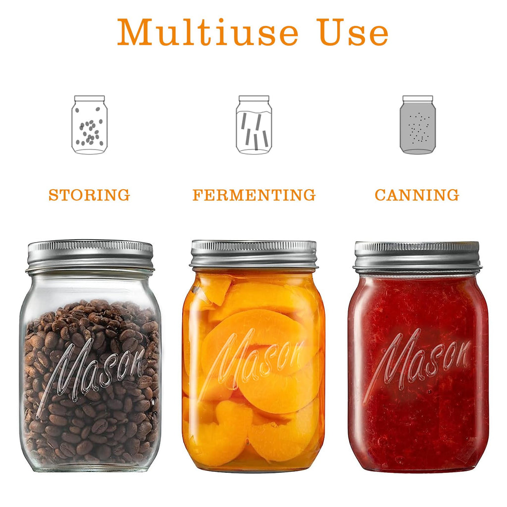 16 Oz 6 Pack Regular Mouth Mason Jars N421552