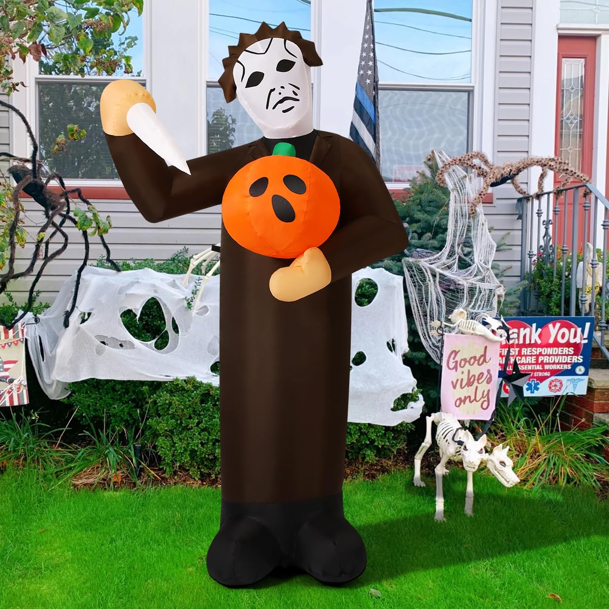 6FT Inflatable Scary Pumpkin with Built-in LEDs Y9768