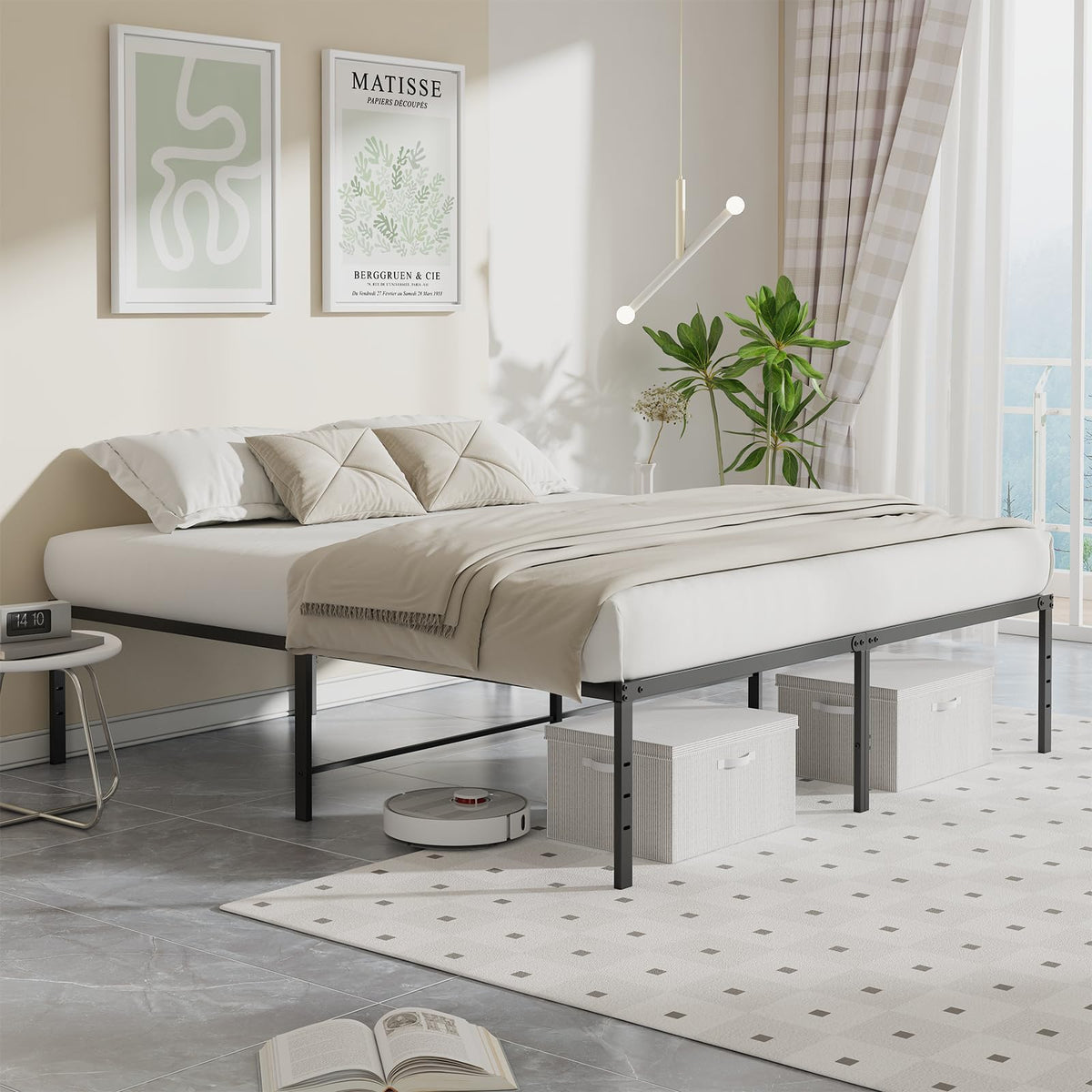 Queen 18 Inch Metal Platform Bed Frame T694931