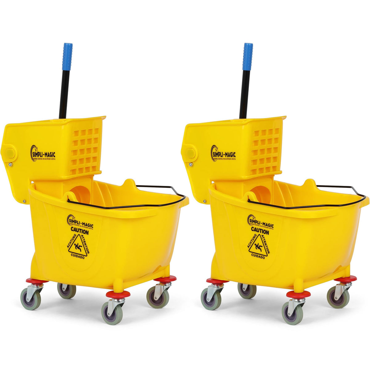 Yellow 26 Quart Mop Bucket on Wheels, 2-Pack Y410023
