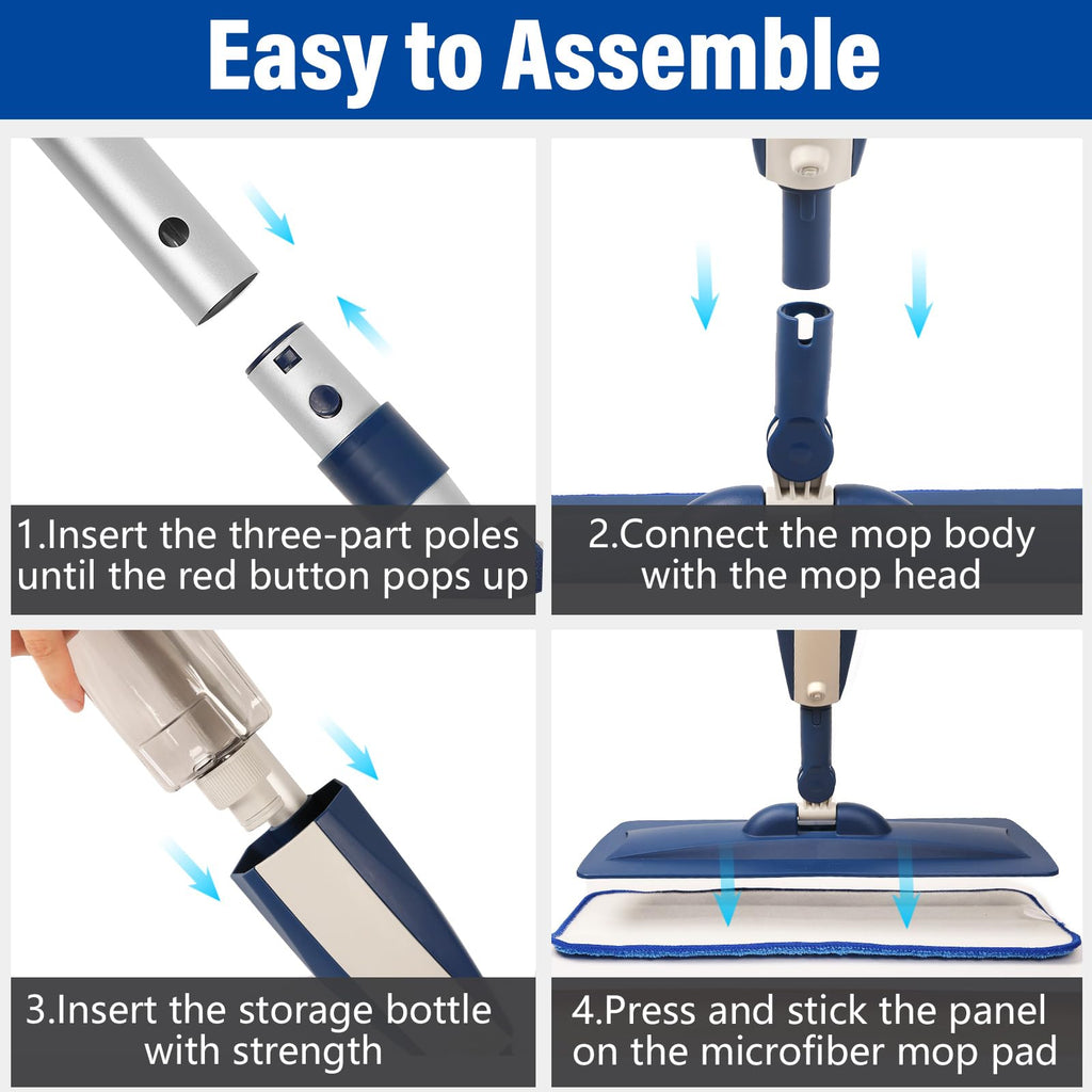 Wet Spray Mop with 14 oz Bottle & 3 Microfiber Pads X609
