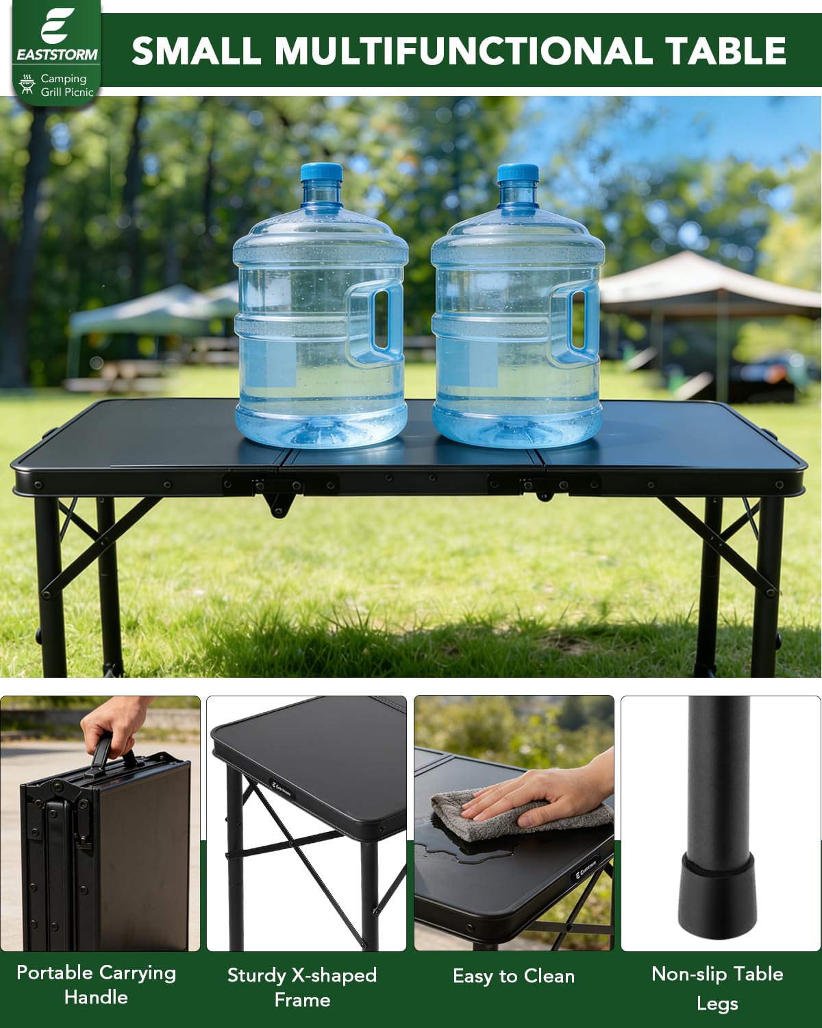Small Folding Camping Table Black M72602