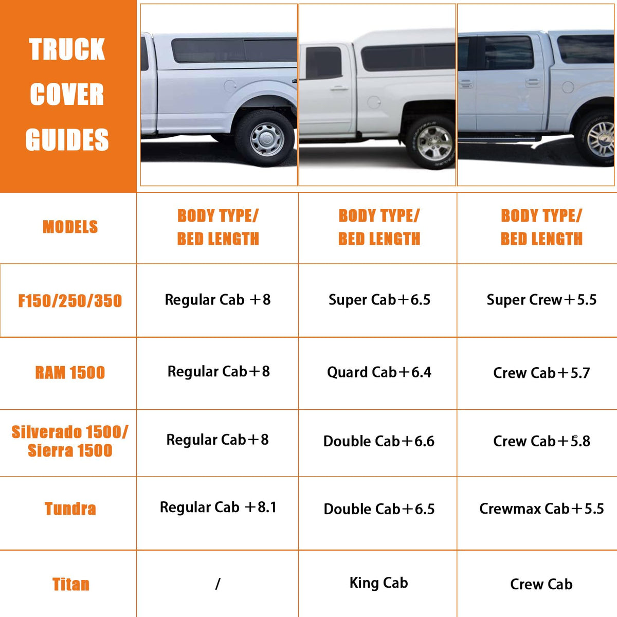 Waterproof Truck Cover for CrewCab 5.5/5.7/5.8 ft with Camper Shell Topper W208