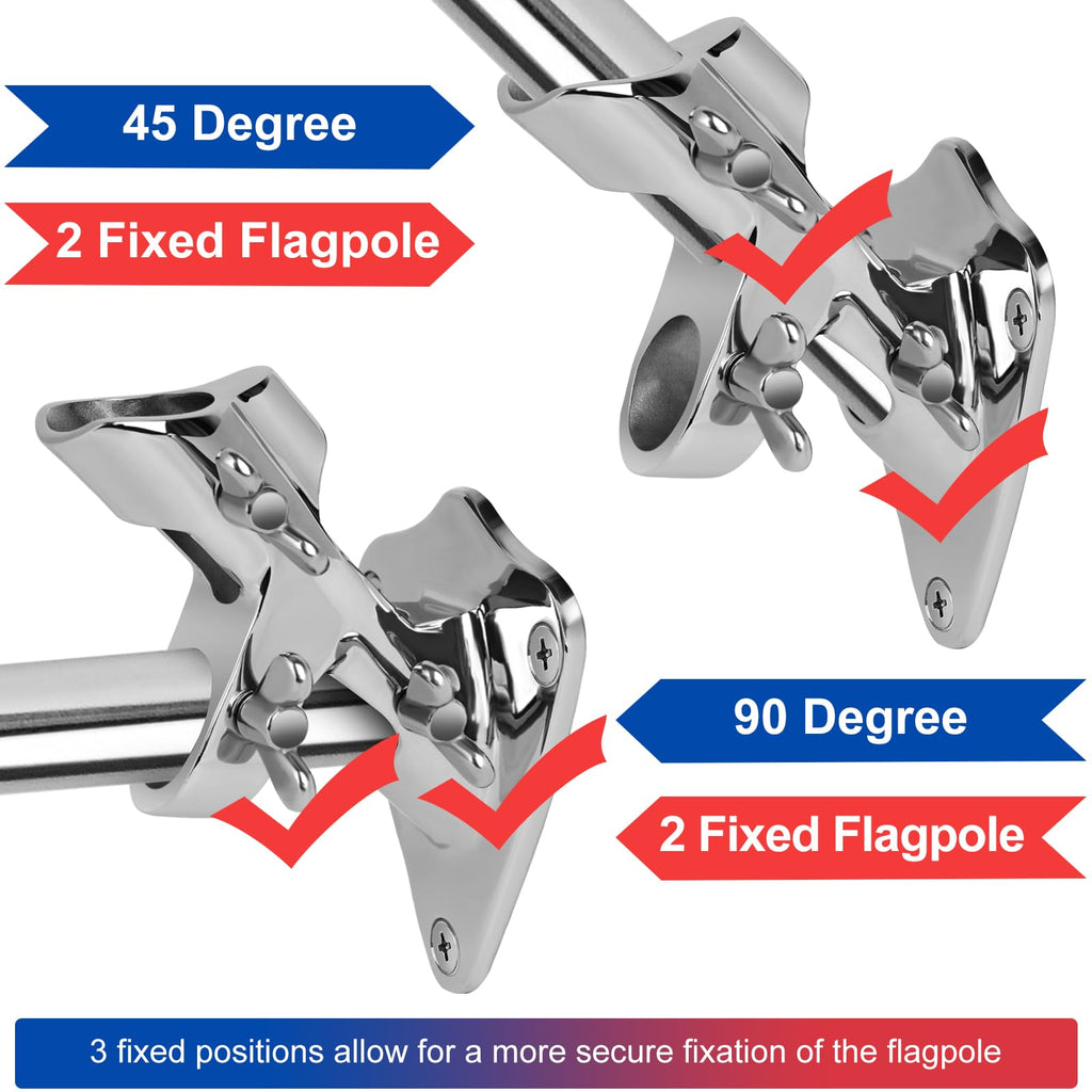 316 Stainless Steel Flag Pole Holder, 2 Position 1 in D362