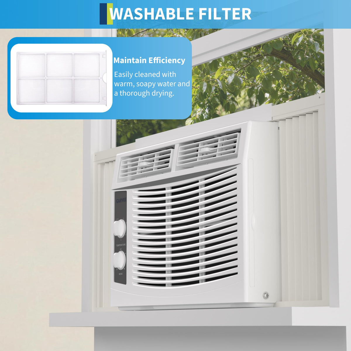 5000 BTU White Window Air Conditioner with Fan Function F47413
