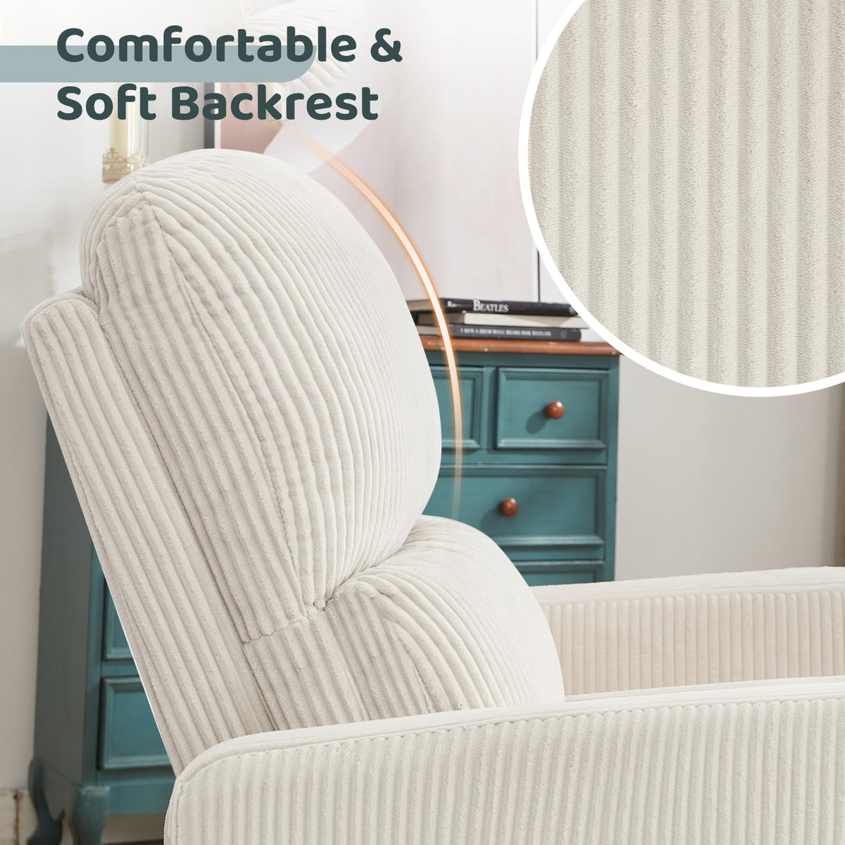 Oversized Corduroy Swivel Rocker Recliner Chair F533577