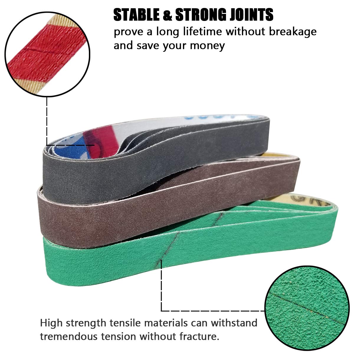 24 Pack 1/2" x 10" Replacement Knife Sharpener Sander Belt Kit 80/120/240/400/1000/1200 Grits G356786