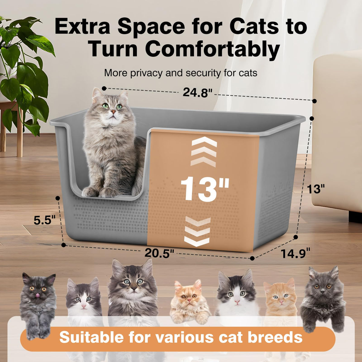 Extra Large High Sided Cat Litter Box Q991