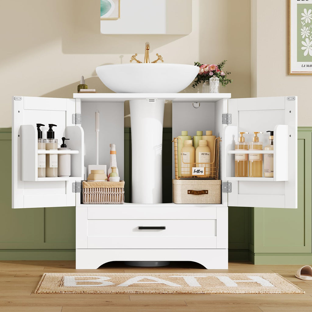 24" Pedestal Sink Storage Cabinet with 2 Doors & 1 Drawer V13368