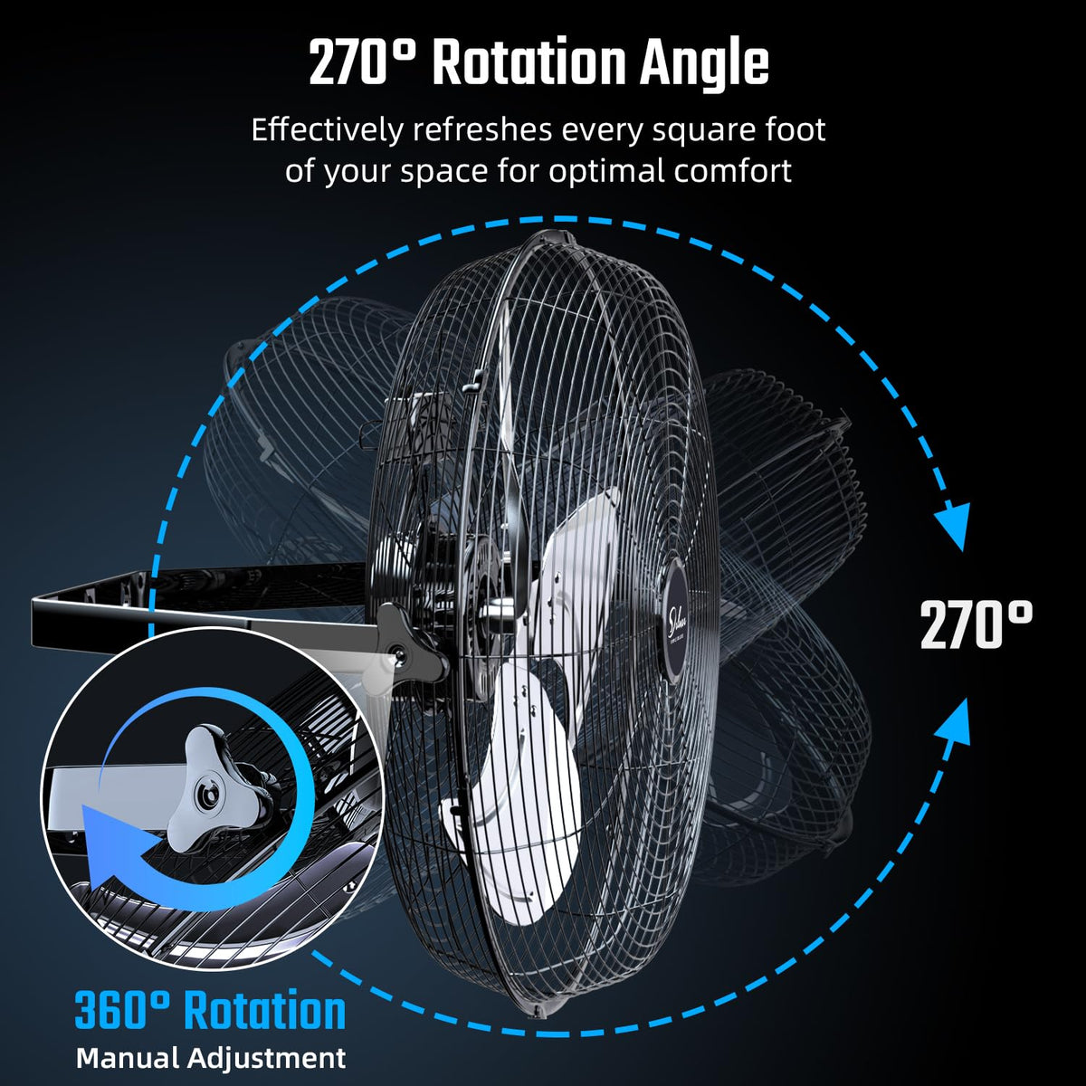 20 Inch 3 Speed Black Wall-Mount Fan B496