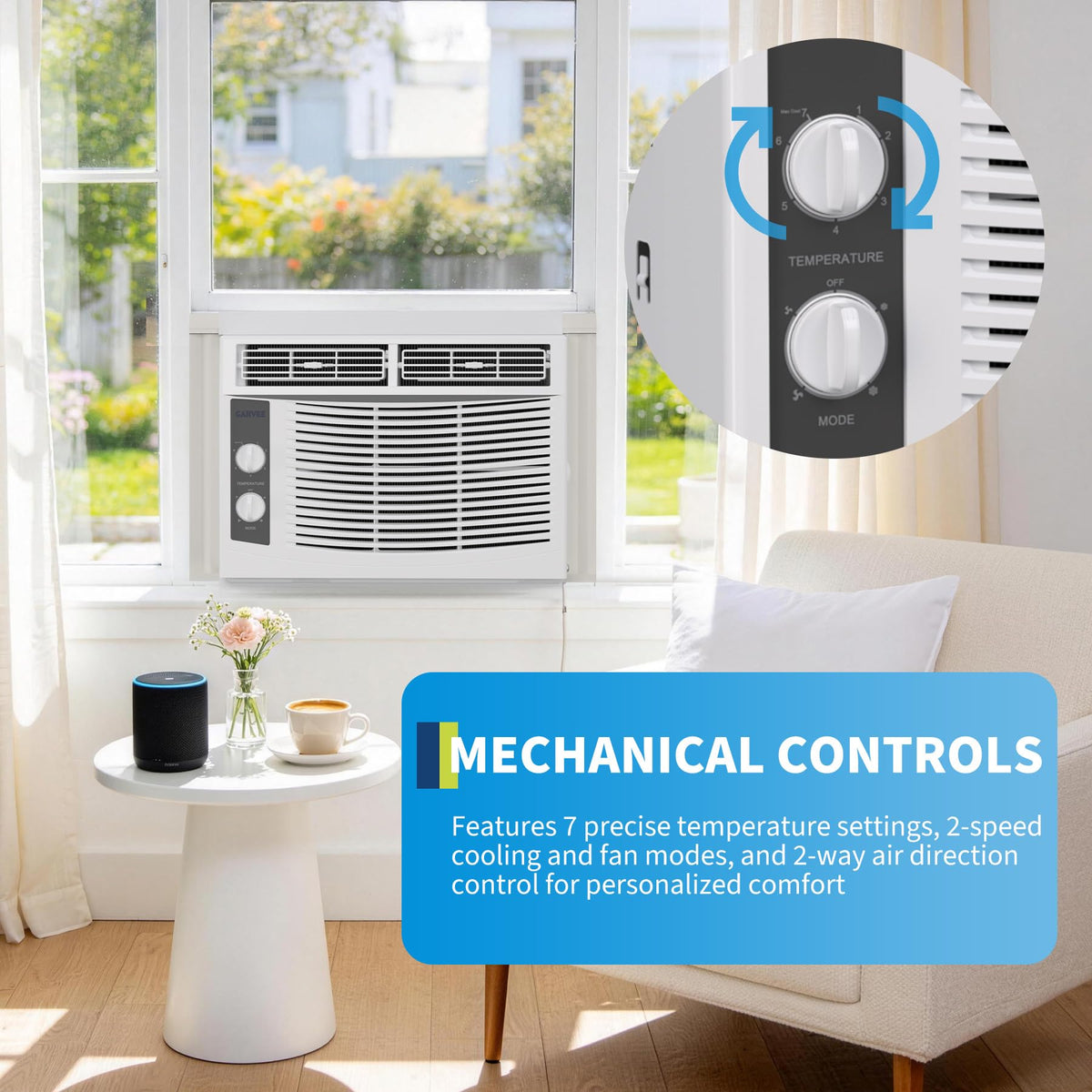 5000 BTU White Window Air Conditioner with Fan Function F47413