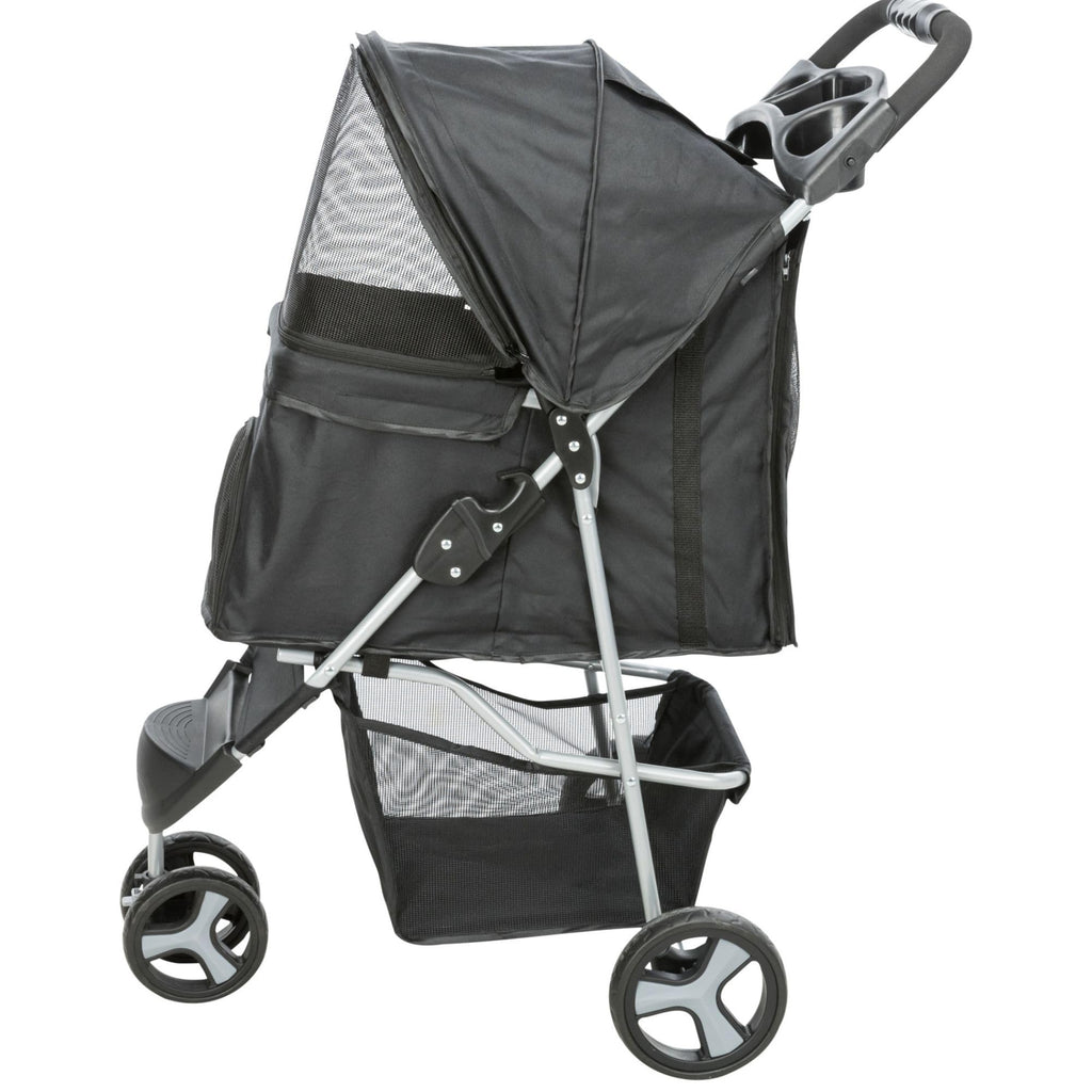 Foldable Pet Stroller with Weather Cover, Storage Basket, Cup Holder, Black K978540