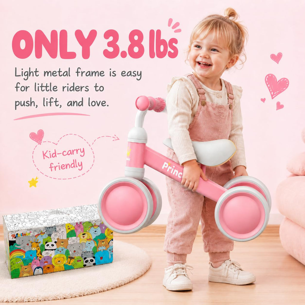 Pink Balance Bike with LED Light Up Wheels W394654