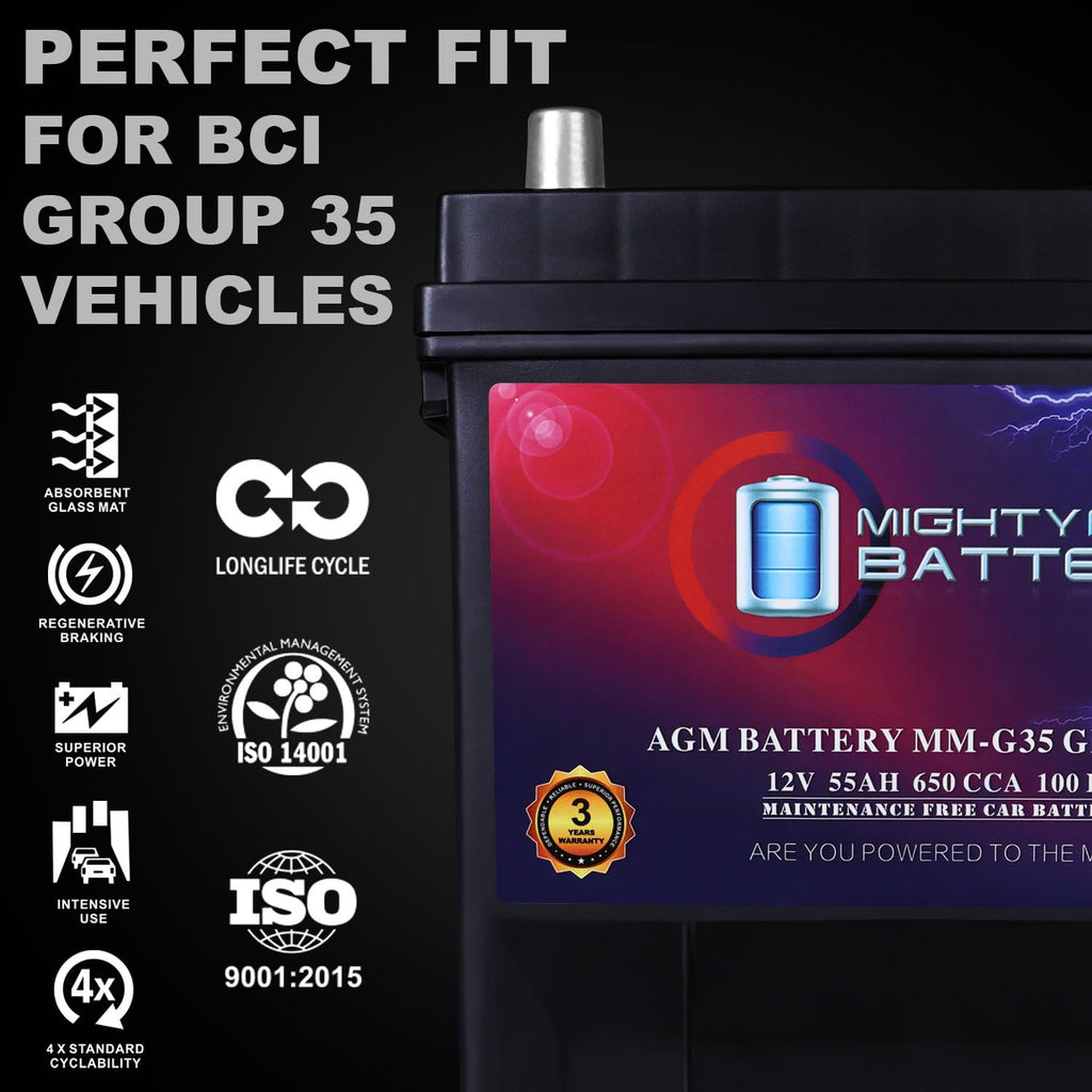 12V 55Ah AGM 650 CCA Group Size 35 Battery R60893