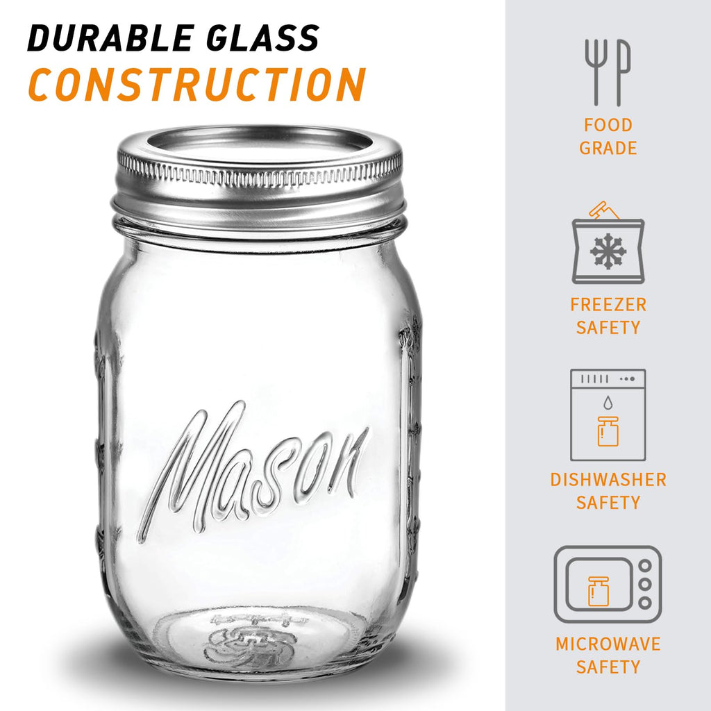 16 Oz 6 Pack Regular Mouth Mason Jars N421552