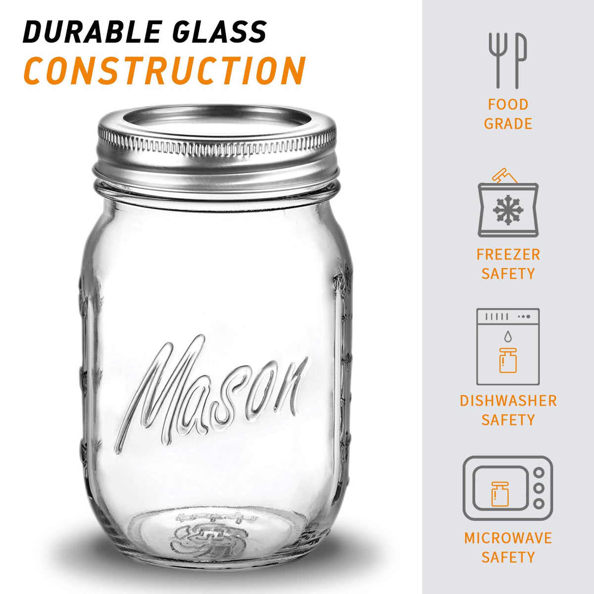 16 Oz 6 Pack Regular Mouth Mason Jars N421552