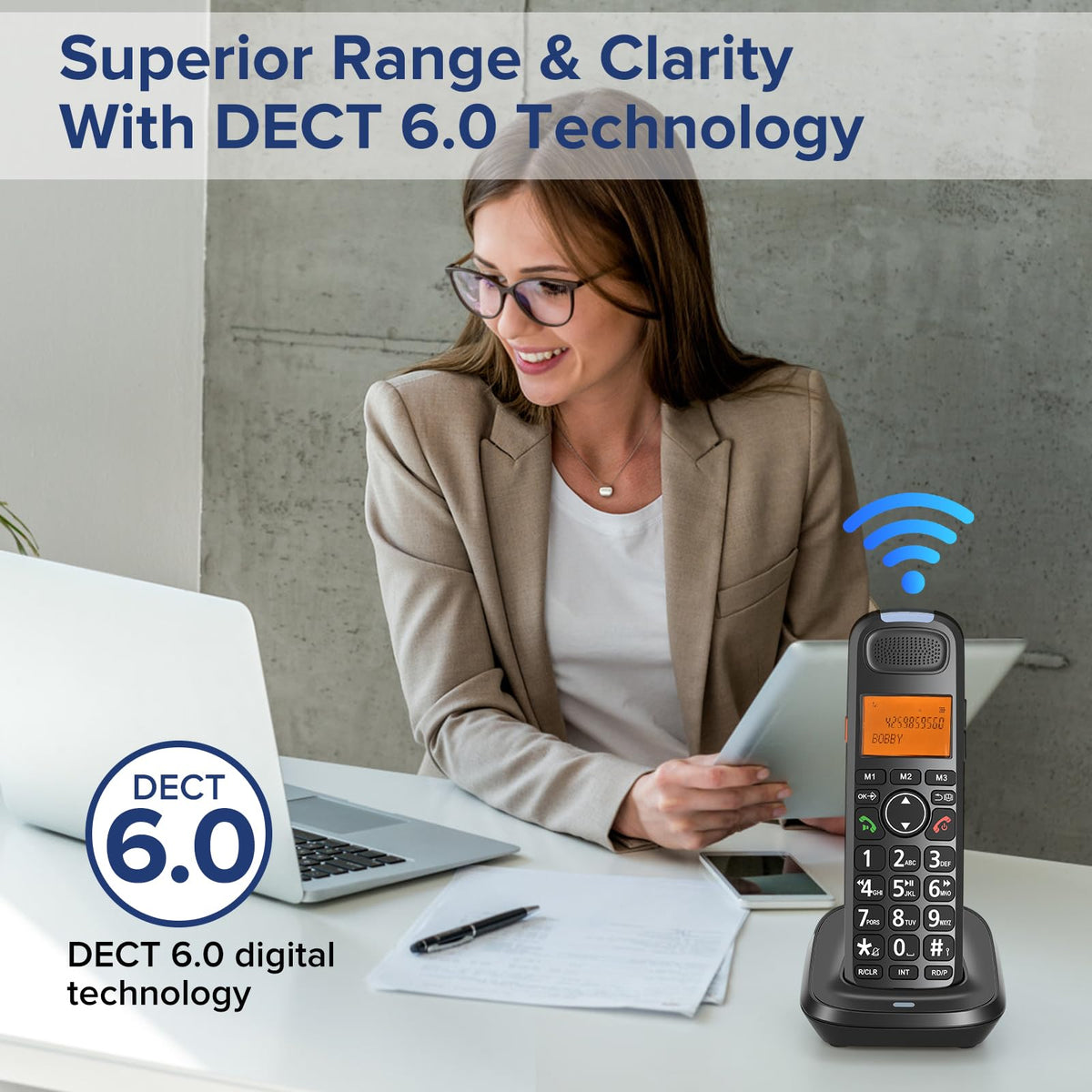 Black Cordless Phone System with Answering Machine P202