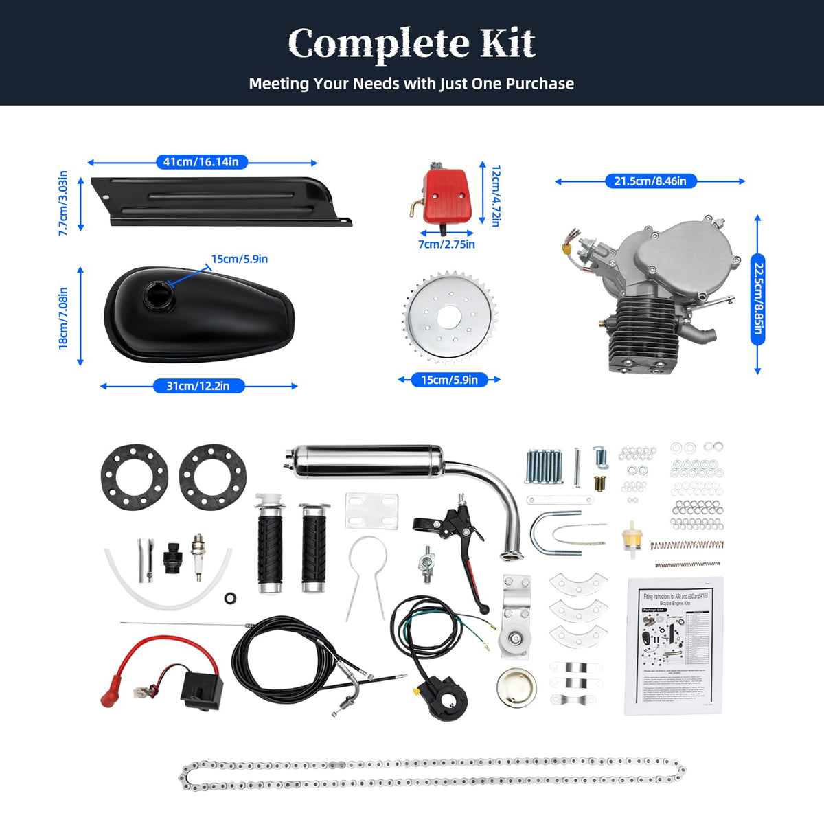 100cc 2 Stroke Air-Cooling Bicycle Engine Kit T942