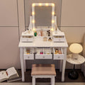 Vanity Desk with Mirror and Lights and Stool Set V804528