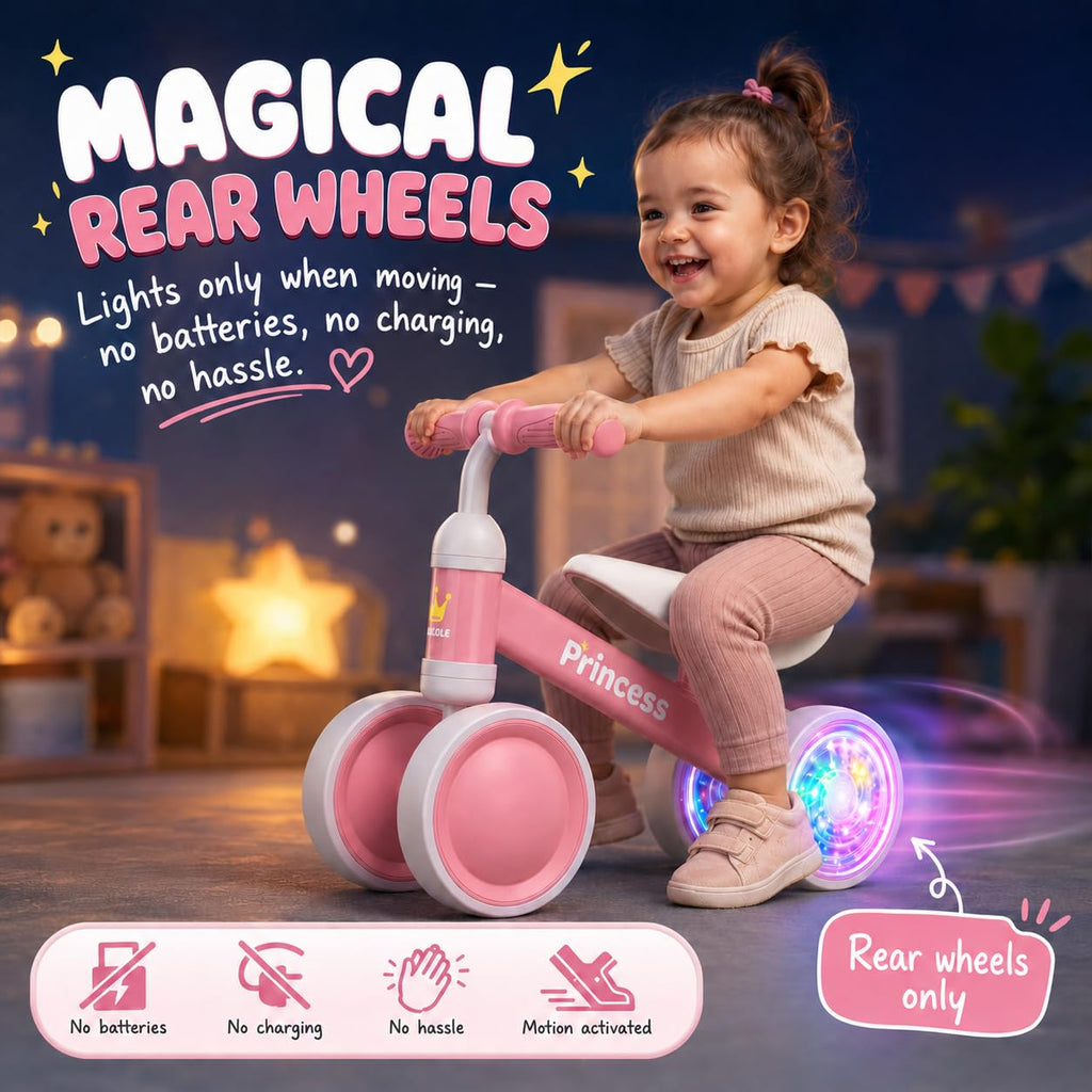 Pink Balance Bike with LED Light Up Wheels W394654