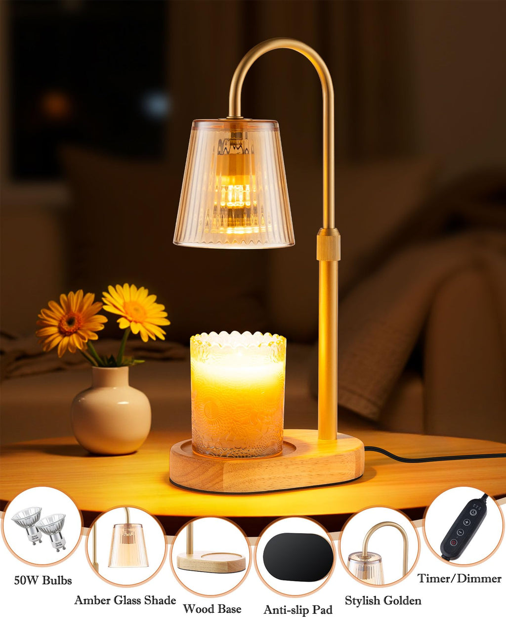 Adjustable Candle Warmer Lamp with Timer I28037